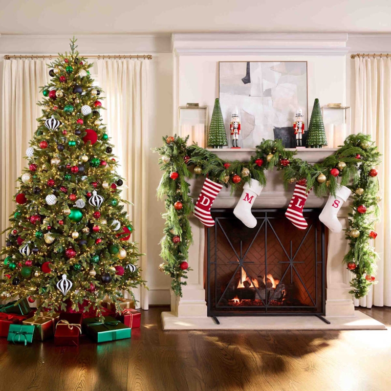 Christmas Ornaments: Mixed Faceted and Glitter Textures Set, Traditional