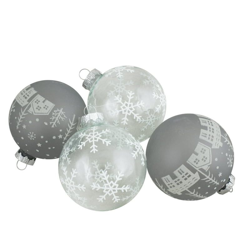 Christmas Ornaments: Modern Smoke Gray Tint and Clear Glossy Glass Balls