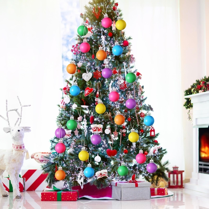 Christmas Ornaments Neon Color Palette Multi Finish Assortment Small