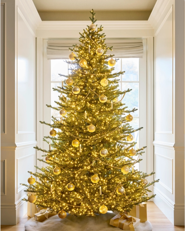 Christmas Ornaments: Tonal gold palette with mixed textures and finishes.