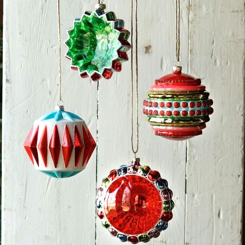 Christmas Ornaments Vibrant Retro Colors Atomic Starburst Set