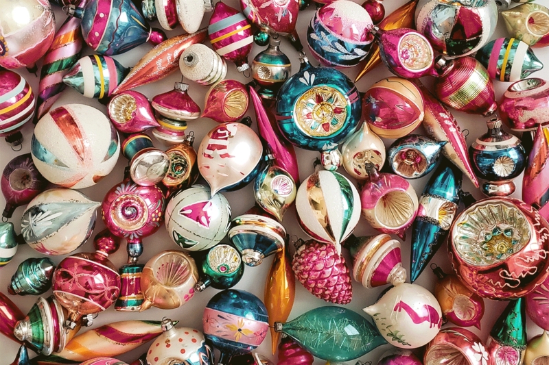 Christmas Ornaments Vintage Figurines Mercury Glass Look Collection