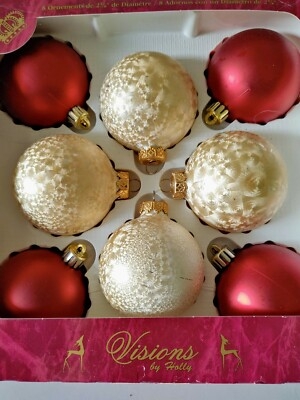 Christmas Ornaments Vintage Satin Finish Illustrated Boxed Set