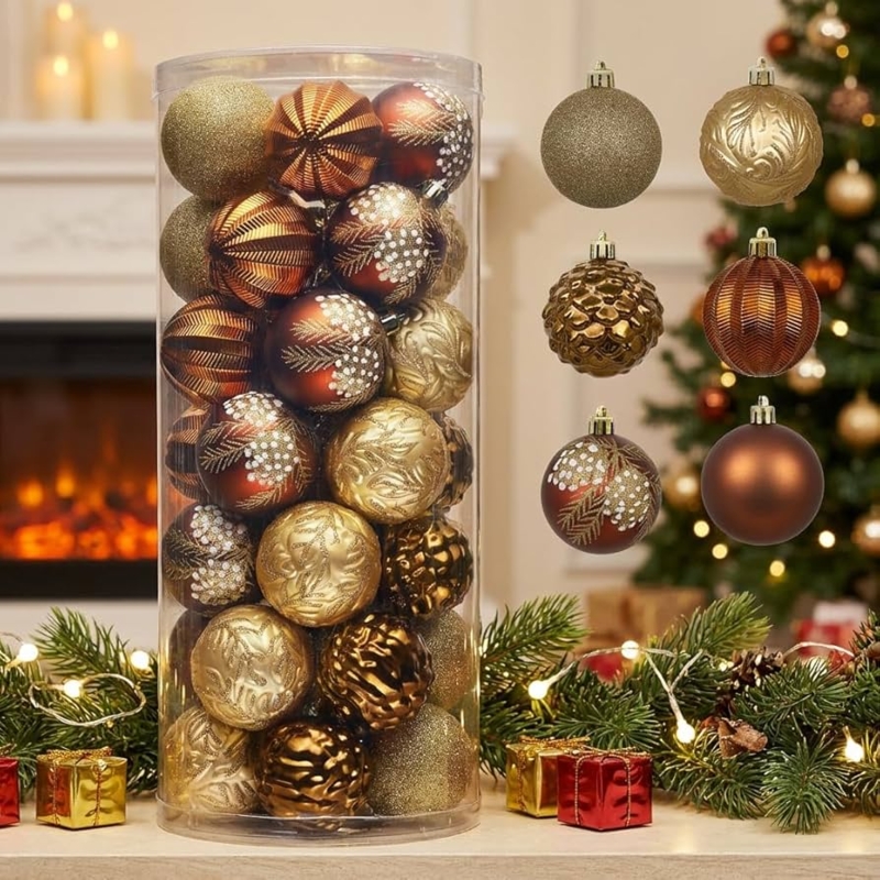 Christmas Ornaments: Woodland Bronze & Copper Mixed Metallic Textures