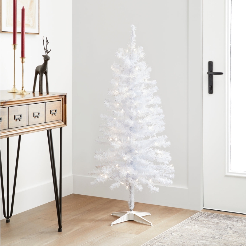 Christmas Tree 4 ft Iridescent Tinsel Pre-lit Modern Glam Setting