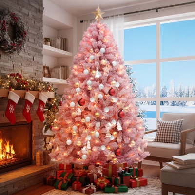 Christmas Tree 6ft Height Slim Pine Silhouette Warm White Lights Cozy