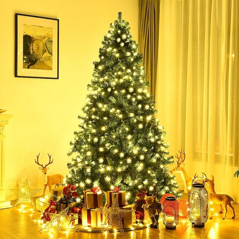 Christmas Tree 7.5 Ft Warm Yellow LED Full Foliage Traditional