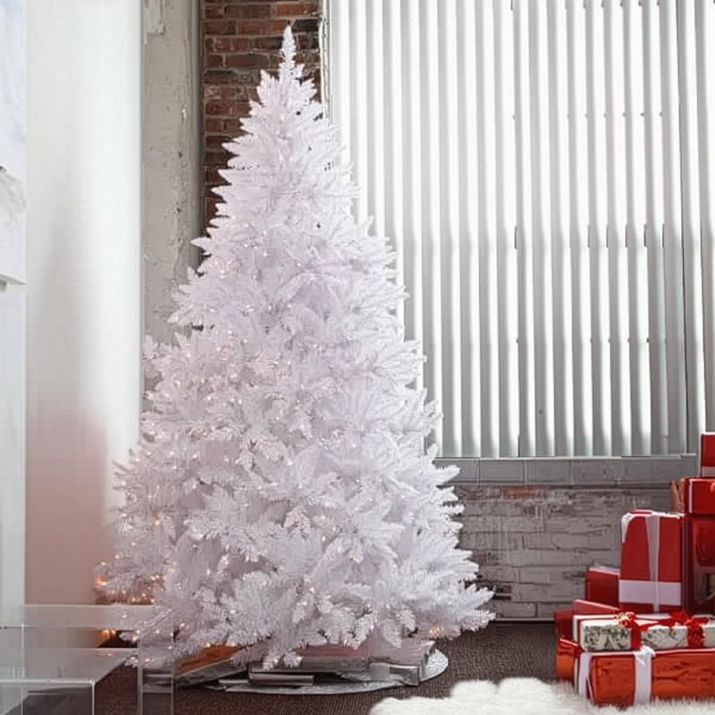 Christmas Tree 8 Feet Sparkling White Pre-lit Warm White LED Lights