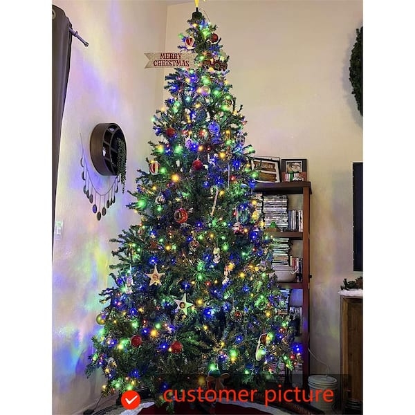 Christmas Tree 8ft Traditional Green Pre-Lit Warm LED Lights