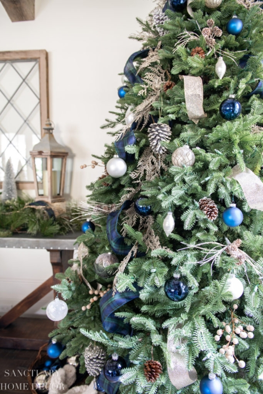 Christmas Tree Blue Green Palette Plaid Textiles Cozy Traditional