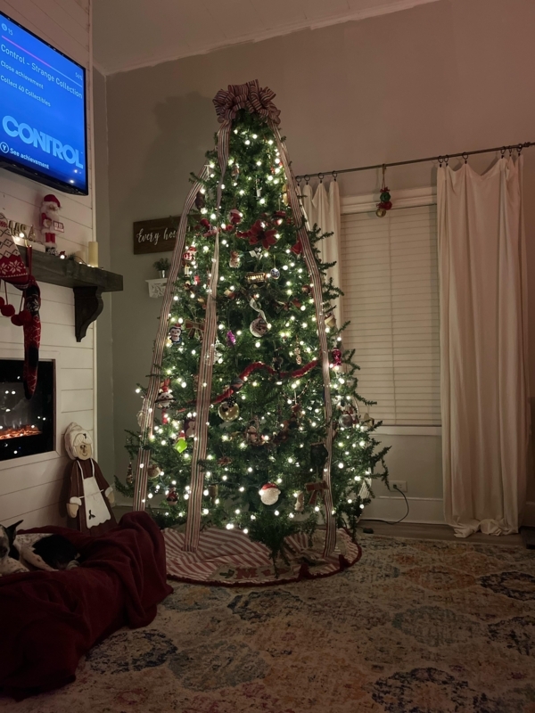 Christmas Tree Classic Gold and Green with Warm White Glow