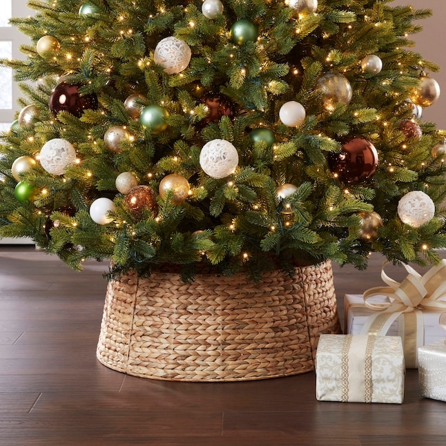 Christmas Tree Collar Dark Brown Woven Wicker Tapered Traditional Base