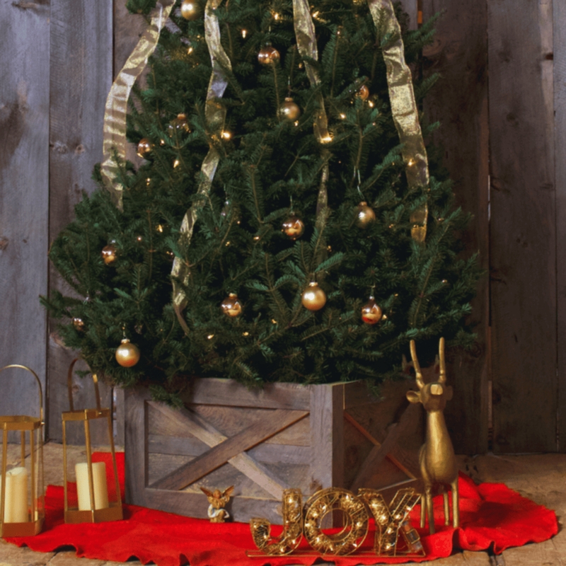 Christmas Tree Collar Weathered Gray Wood Square Rustic Farmhouse Decor