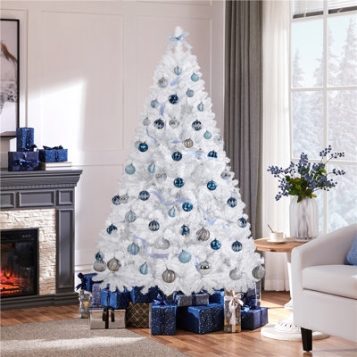 Christmas Tree Cone Accents Decorated Branches Flocked Winter Decor