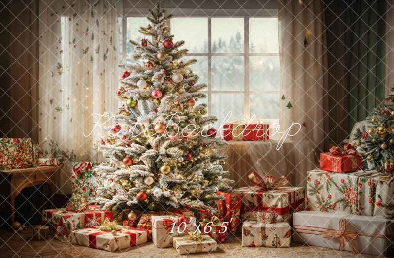 Christmas Tree Cozy Indoor Setup Winter Window View White Curtains