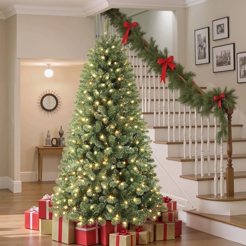 Christmas Tree Dense Branch Tips 7ft Height Warm White LEDs Traditional