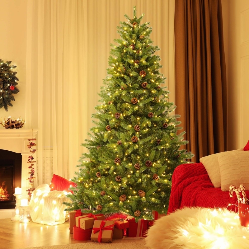 Christmas Tree Full Silhouette Warm White Dense Branches Modern Decor