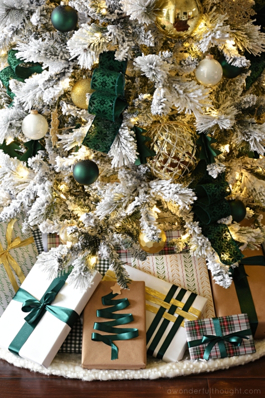 Christmas Tree Gold Ribbon Garland Traditional Glam Decor
