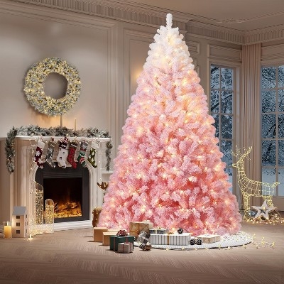 Christmas Tree Gradient Pink Heavy Snow Flocking Ombre Coloration Glam