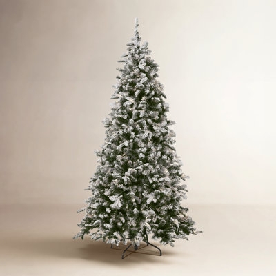 Christmas Tree Heavily Flocked Pre-Lit Clear Lights Full Silhouette