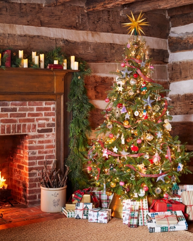 Christmas Tree in Galvanized Bucket Base with Clip-On Candles