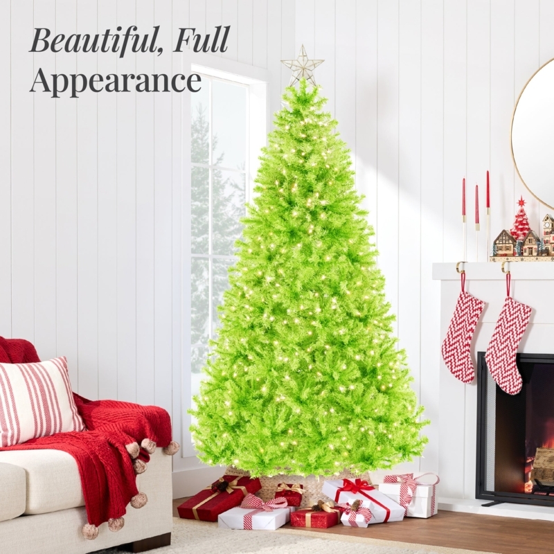 Christmas Tree Lime Green Incandescent Bulbs Modern Maximalist