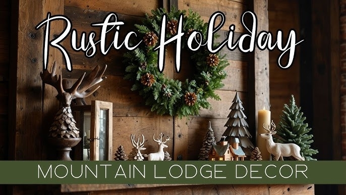 Christmas Tree: Lodge Living Room, Floor-to-Ceiling Stone Fireplace