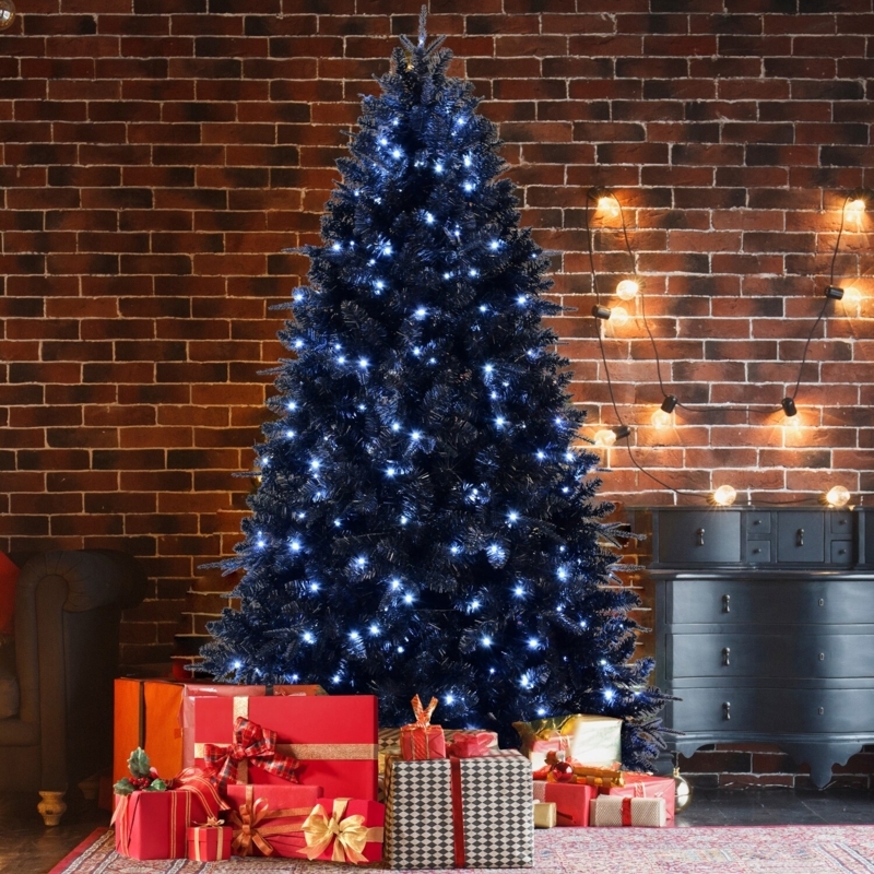 Christmas Tree Modern Black Full Branches Gothic Glam Pre-Lit Decor