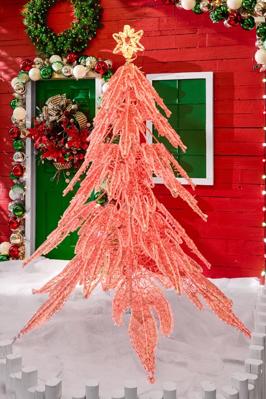 Christmas Tree Monochromatic Red Tinsel Foliage Shimmering Glam