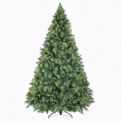 Christmas Tree Pine Cone Accents Prelit Dense Branch Tips Rustic Decor