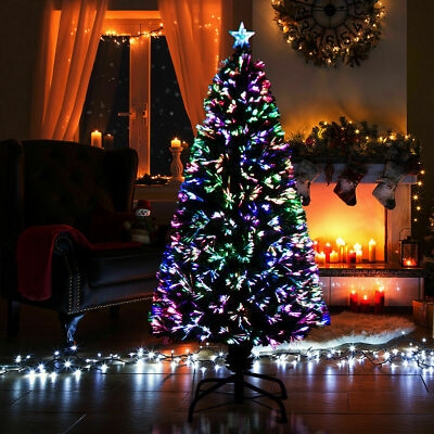 Christmas Tree Pre-Lit Fiber Optic Color Changing with Star Topper