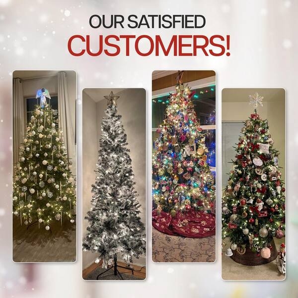 Christmas Tree Pre-Lit Matte Finish PVC Look, Slim Pre-Lit Christmas Tree Styling