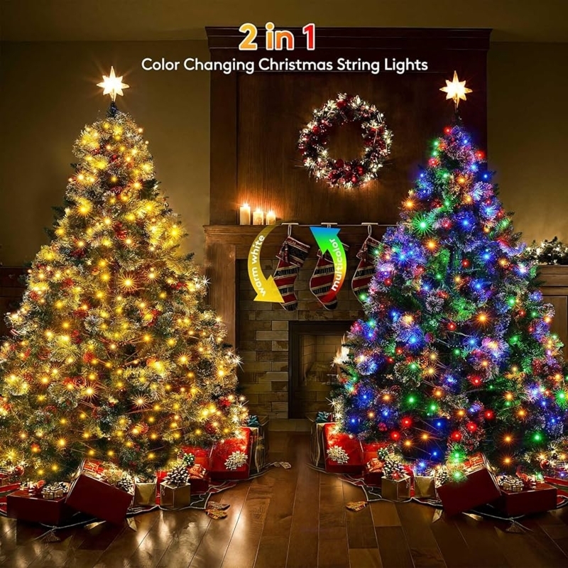 Christmas Tree String Lights Dual Color Mode Warm White Multicolor