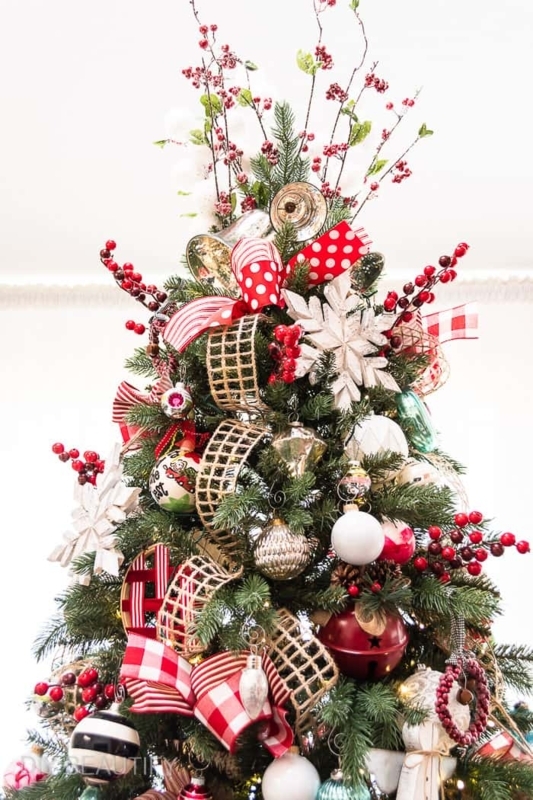 Christmas Tree Topper Star Shape Berry Sprigs Nostalgic Farmhouse