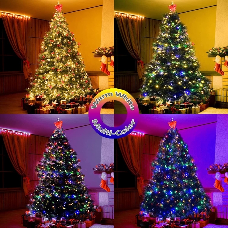 Christmas Tree with Dense Warm White LED String Lights Modern Cozy