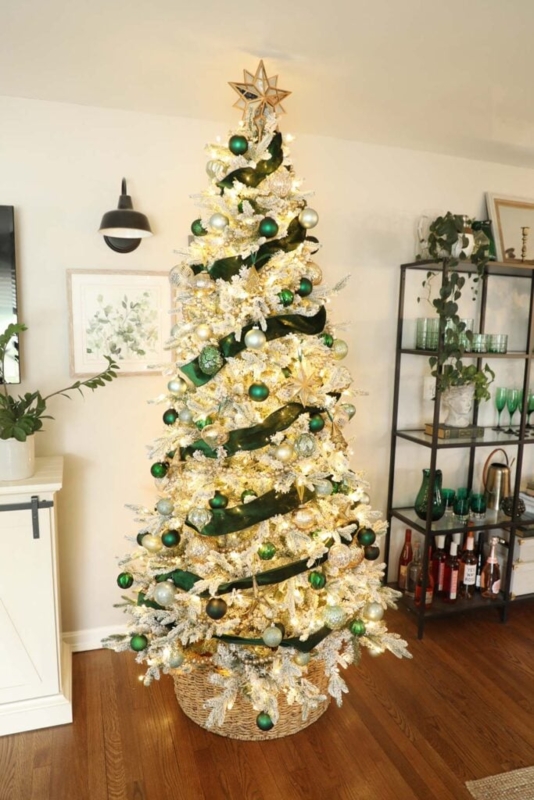 Christmas Tree Wood Beaded Garland Woven Collar Modern Farmhouse