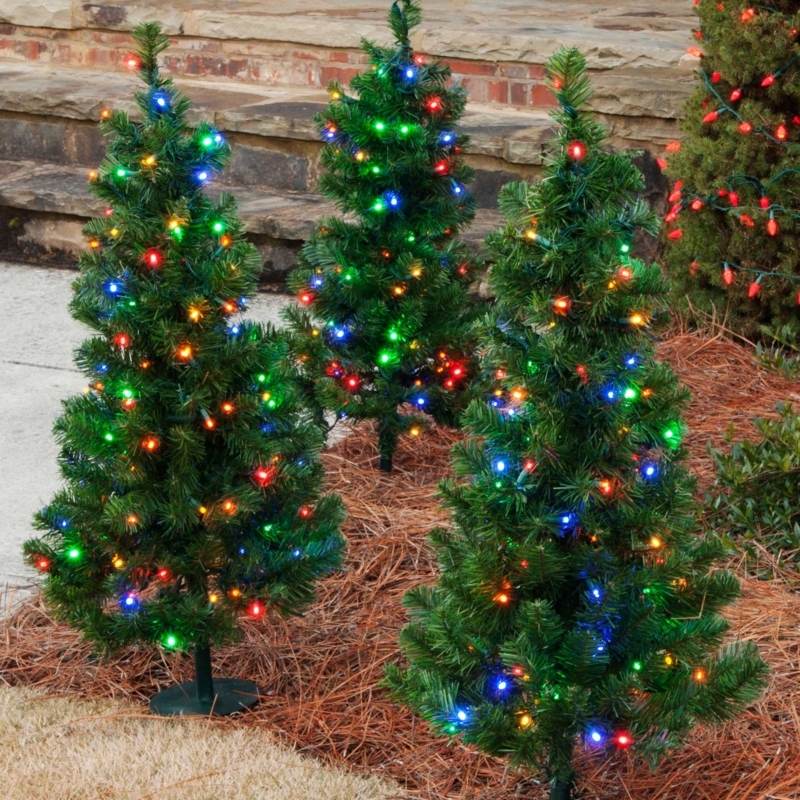 Christmas Trees: 3-Pack Winchester Fir Prelit Multicolor Walkway Lights