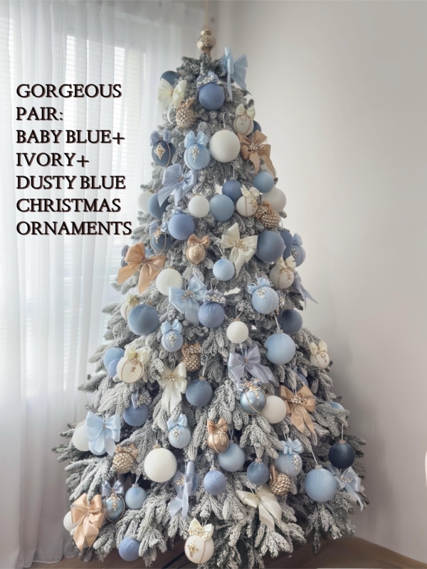 Christmas Velvet Ornaments Sapphire Blue Plush Texture Holiday Display