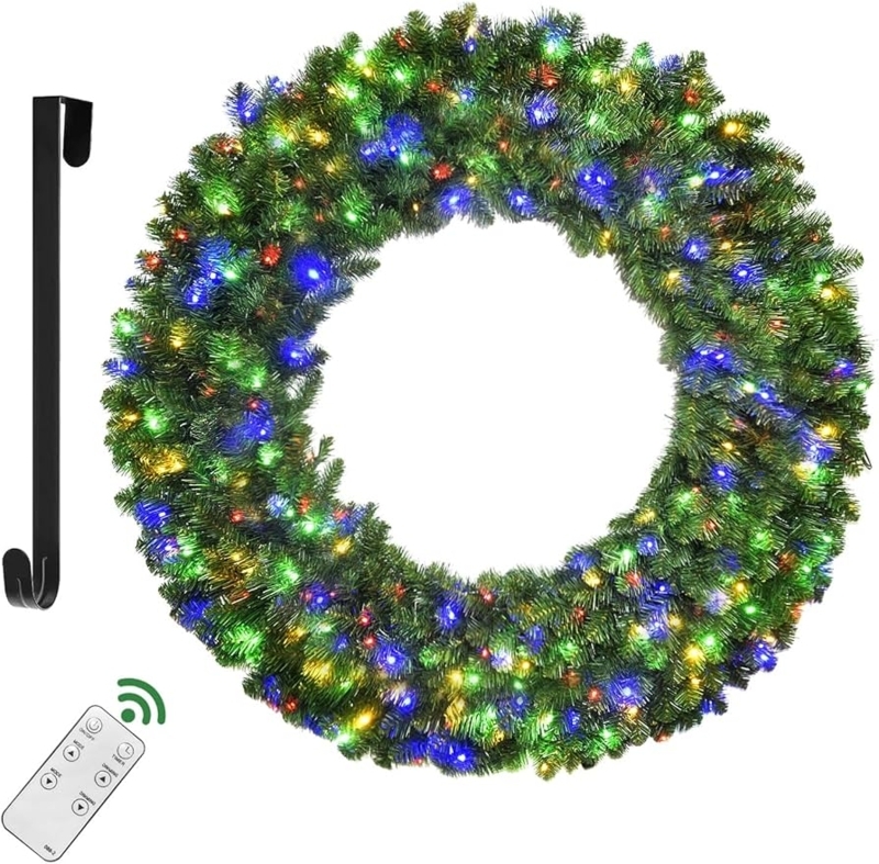 Christmas Wreath 60 Inch Scale Pre-Lit Traditional Style