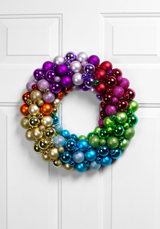 Christmas Wreath All Ornament Composition Rainbow Gradient