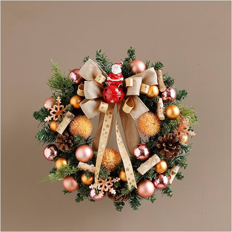 Christmas Wreath, Buffalo Plaid Bow, Farmhouse Door Decor, Pinecones.