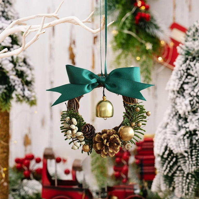 Christmas Wreath Mini Scale Set, Farmhouse Cabinet Door Hanging Ribbon