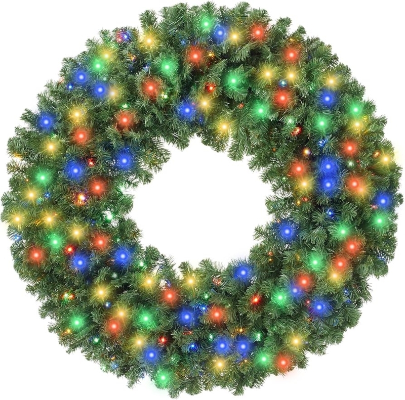 Christmas Wreath Oversized 60 Inch Pre-Lit LED Dense Foliage