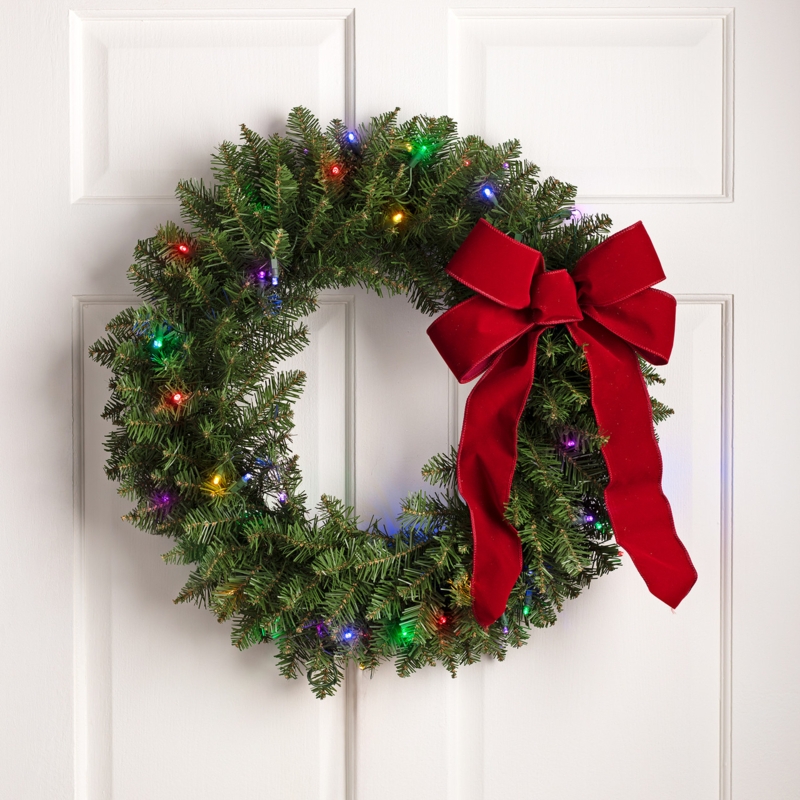 Christmas Wreath Pre-Lit Multicolor LED Northern Pine
