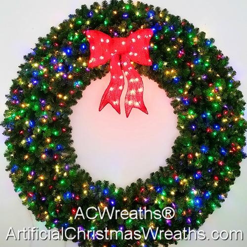 Christmas Wreath Six Foot Scale Pre-Lit Multi-Color LEDs
