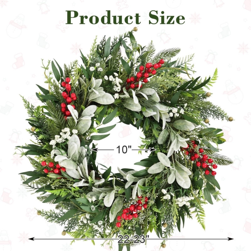 Christmas Wreath Winter Eucalyptus With Red Berry Clusters
