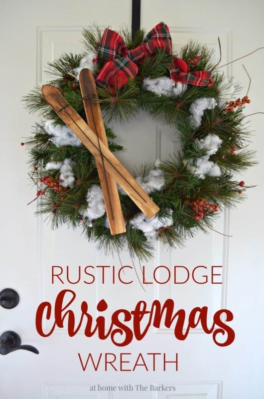 Christmas Wreath with Burlap Bow and Candy Cane Striped Ribbon