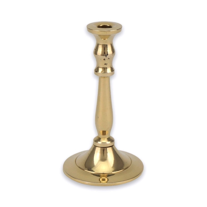 Classic Polished Brass Candlestick Holder with Tiered Stem Design