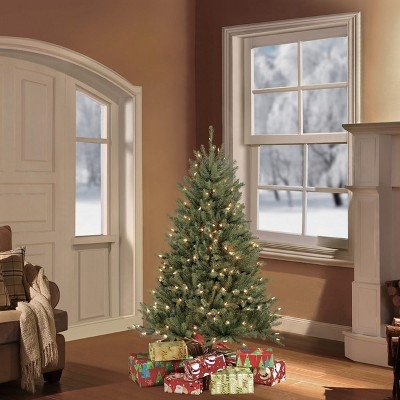 Clear Lights Pre-Lit Artificial Christmas Tree, Forest Green Fir Style