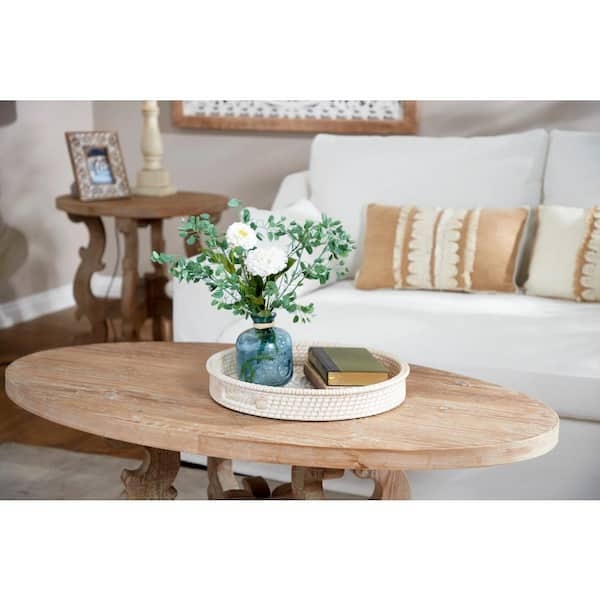 Coastal Decorative Trays Woven Rattan Slot Handles Nested Boho